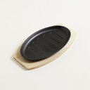 FUENTE DE HIERRO OVAL BASE DE MADERA 27,5 X 17 CM