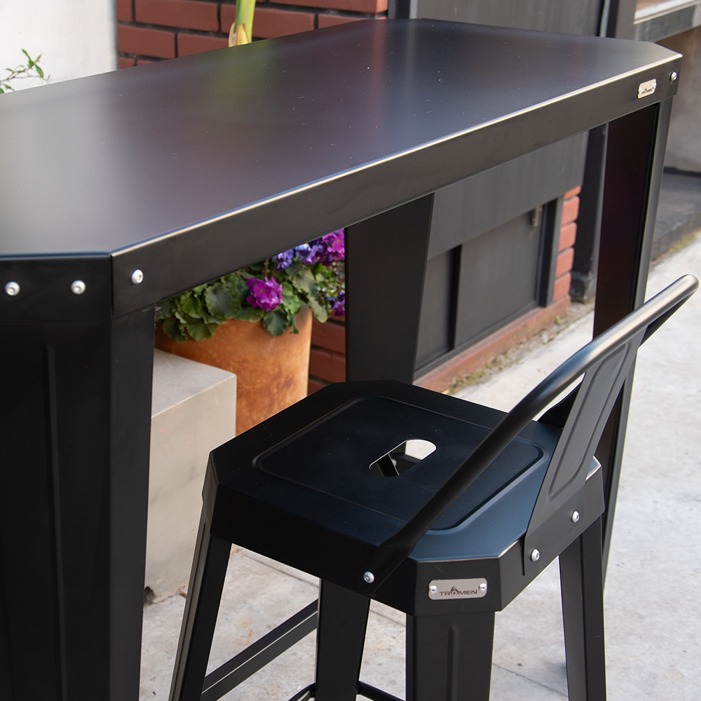 Combo MESA ALTA RUNKO 120 + 2 BANQUETA RUNKO 73 NEGRA CON RESPALDO