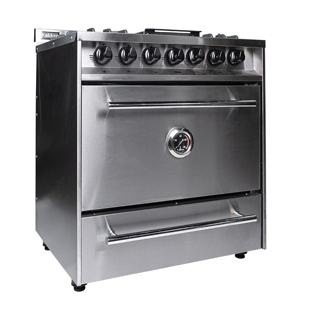 Cocina industrial con puerta de acero y plancheta 76cm - Kokken