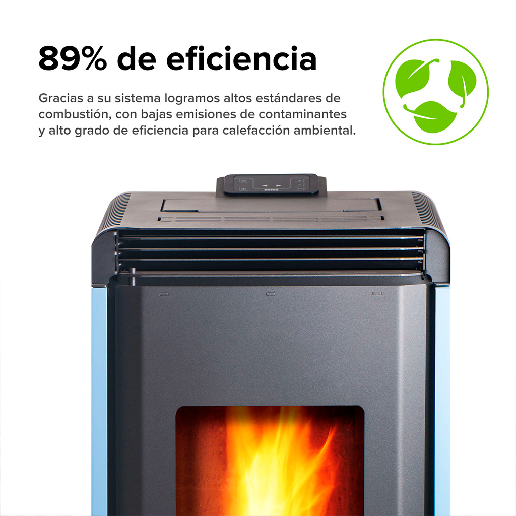 Calefactor alto rendimiento a pellet Hera+ Azul