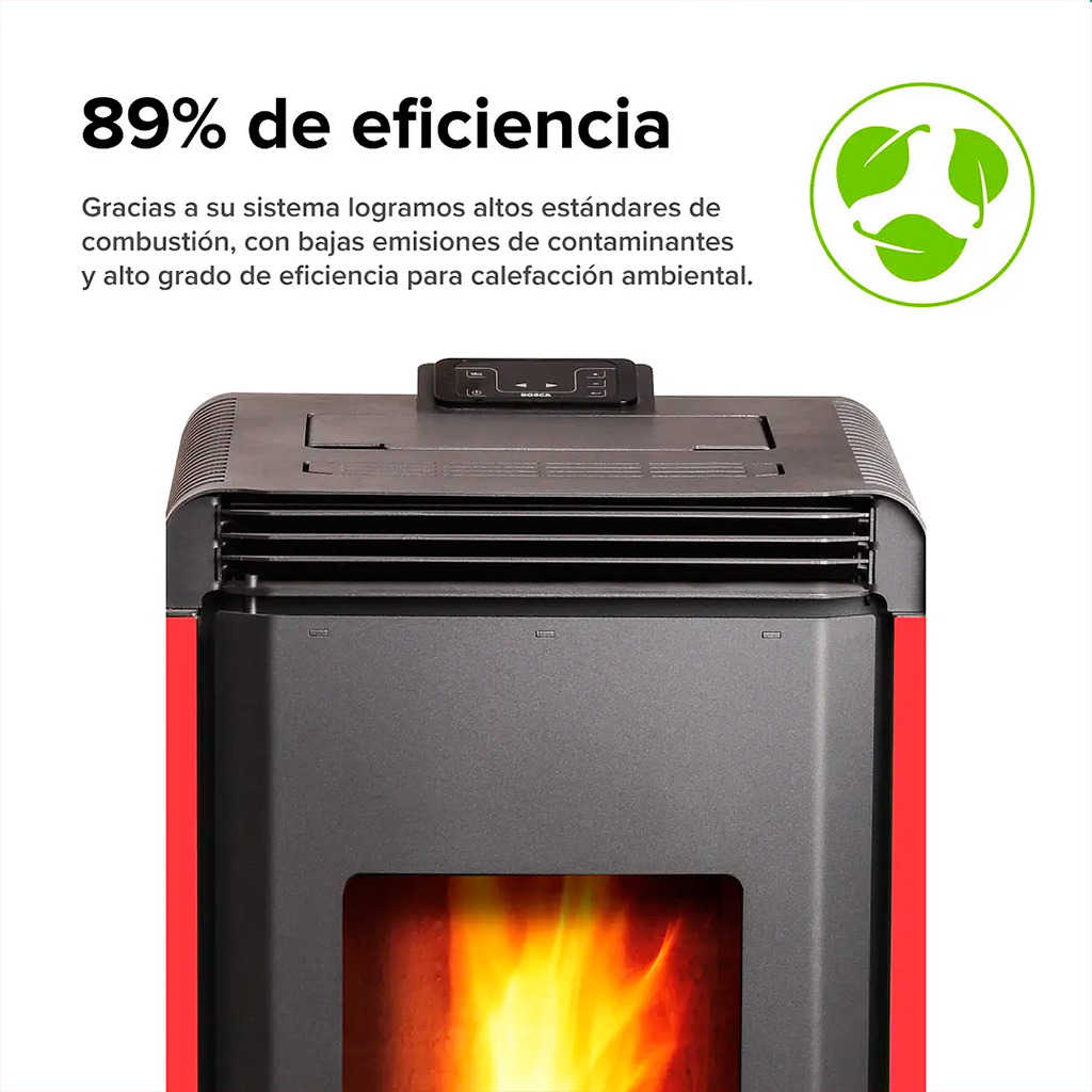 Calefactor alto rendimiento a pellet Hera+ Rojo