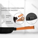 Sartén de hierro fundido mango madera 24 cm