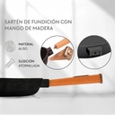 Sarten hierro fundido hondo mango madera 28 cm