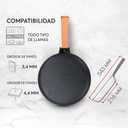 Sarten hierro fundido hondo mango madera 28 cm