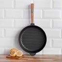 Sartén grill hierro fundido mango madera 26 cm