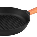 Sartén grill hierro fundido mango madera 26 cm