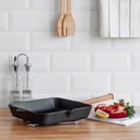 Sartén grill cuadrado, plancha hierro fundido mango madera 26 cm
