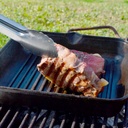 Sartén grill cuadrado, plancha hierro fundido mango madera 26 cm