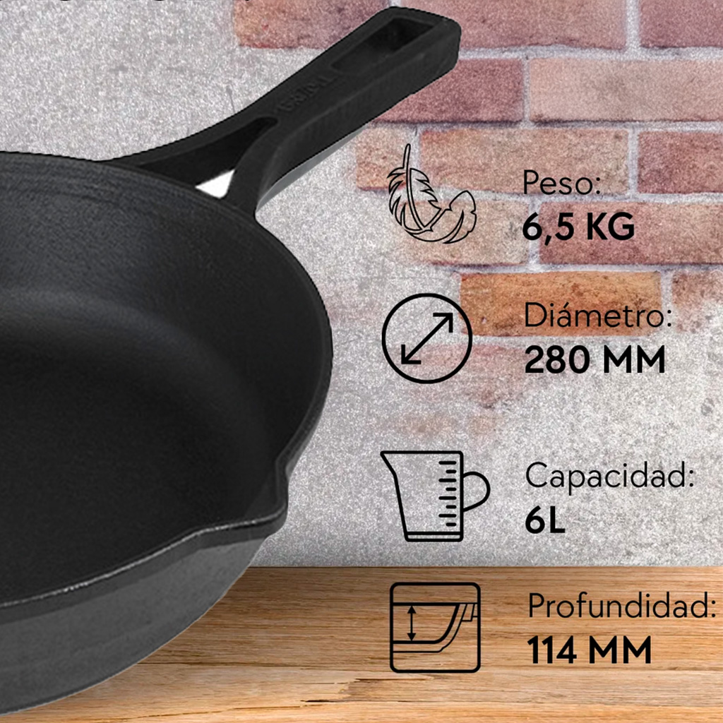 Sartén hierro fundido mango hierro 24 cm