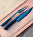 Juego de cuchillo y tenedor artesanal, acero San Mai