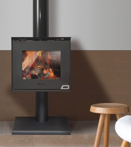 Calefactor alto rendimiento, estufa, a leña Brenn con soporte de pie - Öfen