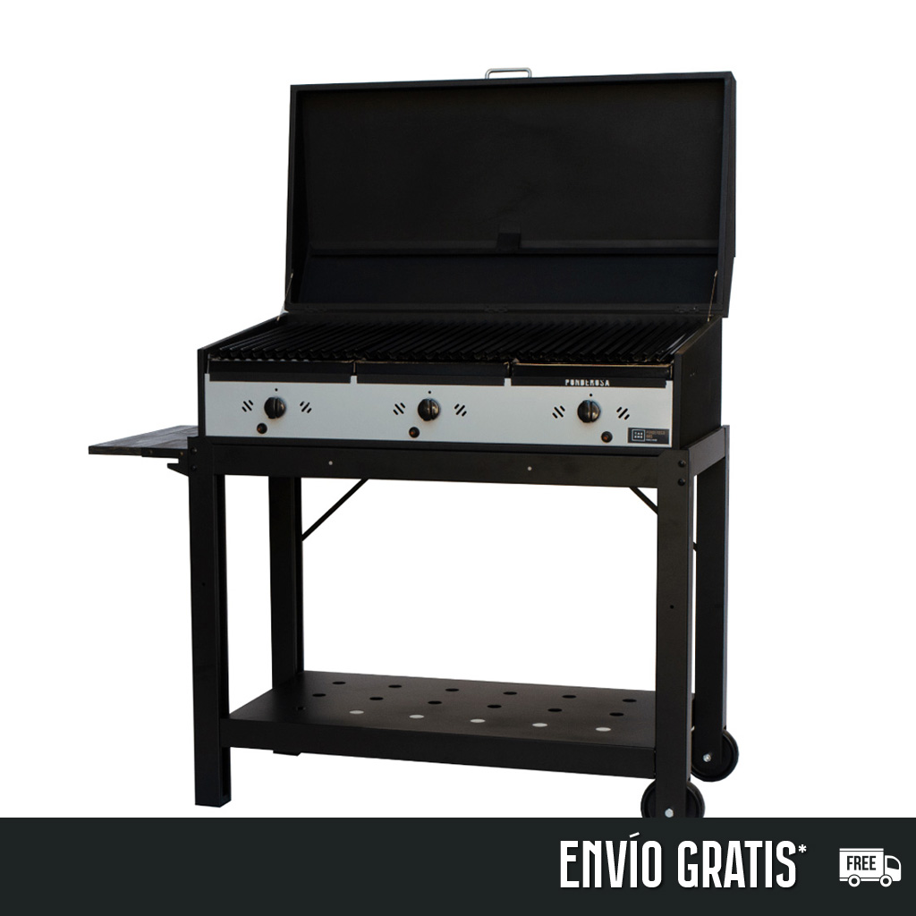 Parrilla a gas Ponderosa 100 c/ tapa y carro - Tas Eme