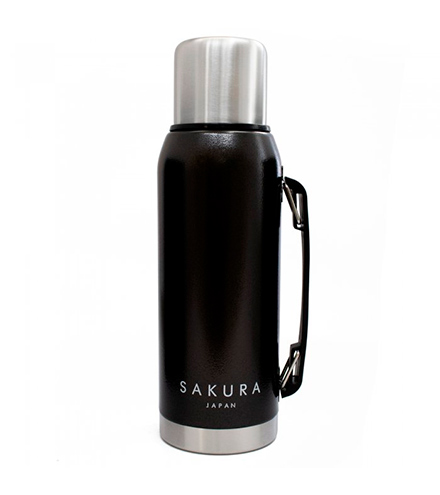 Termo clásico de acero inoxidable 1l negro - Sakura 