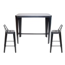 Combo mesa alta runko 120 + 2 banqueta runko 73 negra con respaldo - Tromen