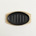 Fuente de hierro oval base de madera 27,5 x 17 cm