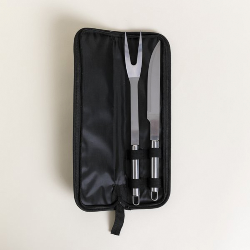 Set de asado acero en estuche 2 piezas