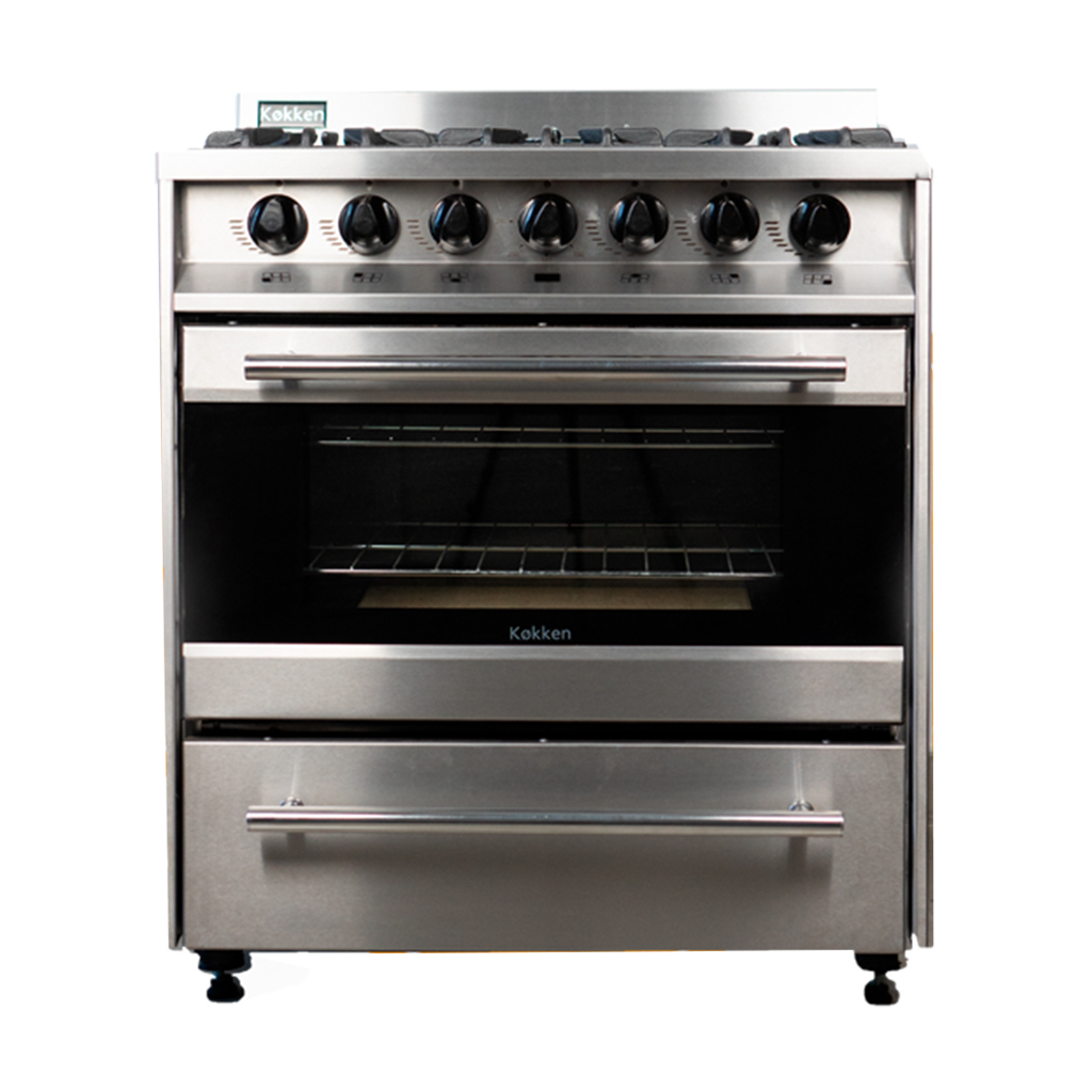 Cocina industrial con puerta de vidrio y 6 hornallas 76cm - Kokken