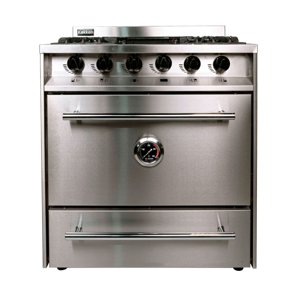 Cocina industrial con puerta de acero y plancheta 76cm - Kokken