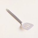 Espátula acanalada de plástico beige y mango de acero 34,5cm