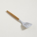 Espátula acanalada de silicona símil mármol con mango de madera 31cm