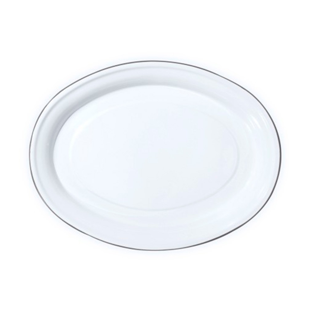 Bandeja enlozada oval borde negro