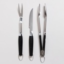 Juego parrillero / Set herramientas triple asado mango negro