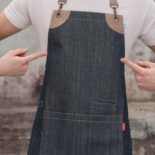 [CHI001] Delantal de jean y cuero LISO