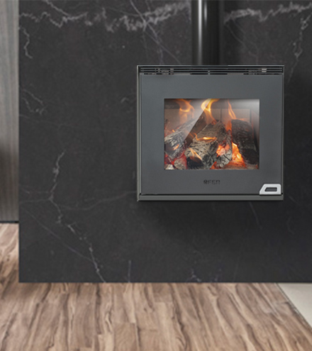 [OFN122] Calefactor alto rendimiento, estufa, a leña Brenn con soporte de pared - Öfen