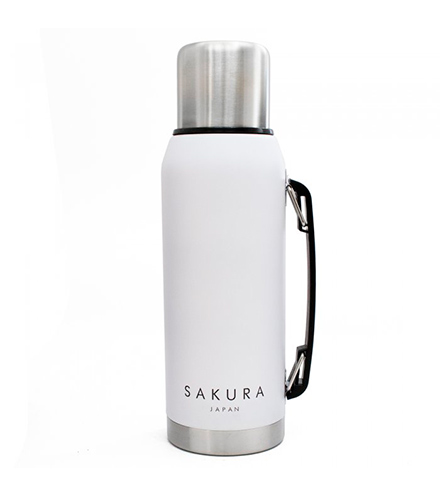 [PEU026] Termo clásico de acero inoxidable 1l blanco - Sakura  