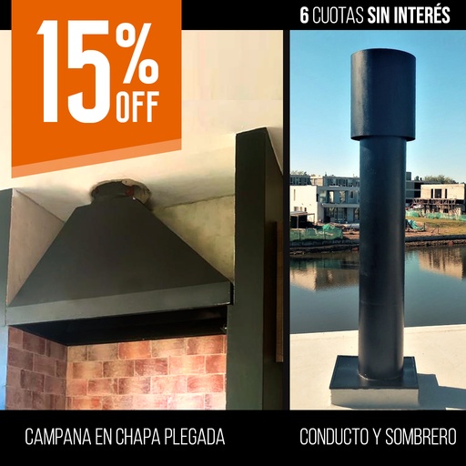 [RON064] Kit campana con conductos y sombrero 220 stock - Prepintado