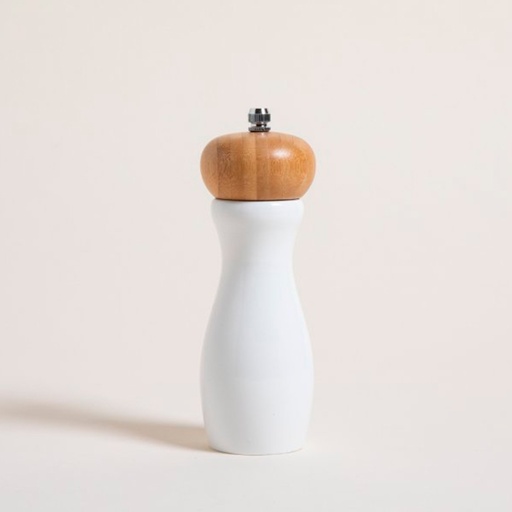 [MIS028] Molinillo clásico de bamboo laqueado blanco 15 cm