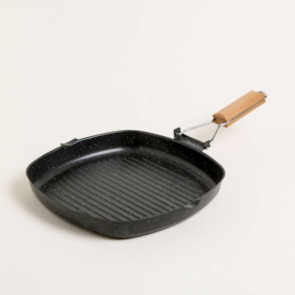 Plancha bifera con mango rebatible - 27cm