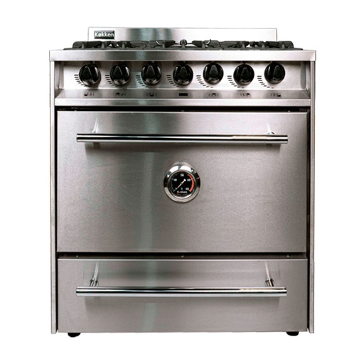 [KOK013] Cocina industrial con puerta de acero y 6 hornallas 76cm - Kokken