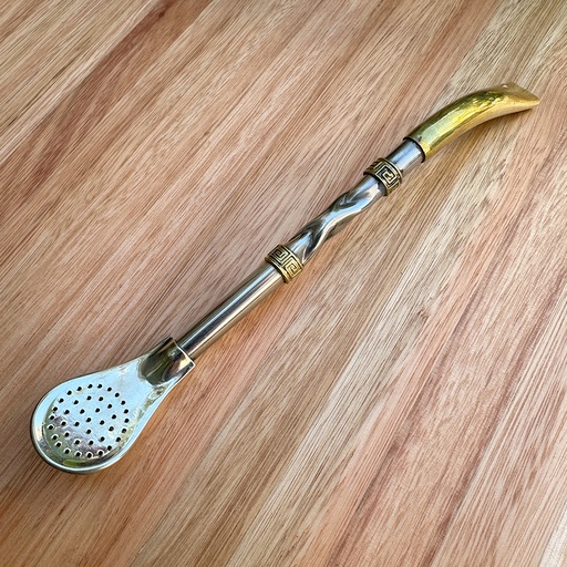 [TIC005] Bombilla 2 anillos, Alpaca detalles en Bronce