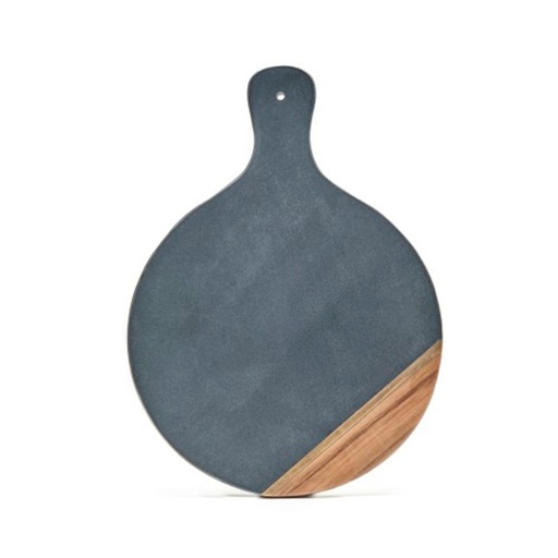 [AXN054] Tabla redonda de Mármol negro y Acacia